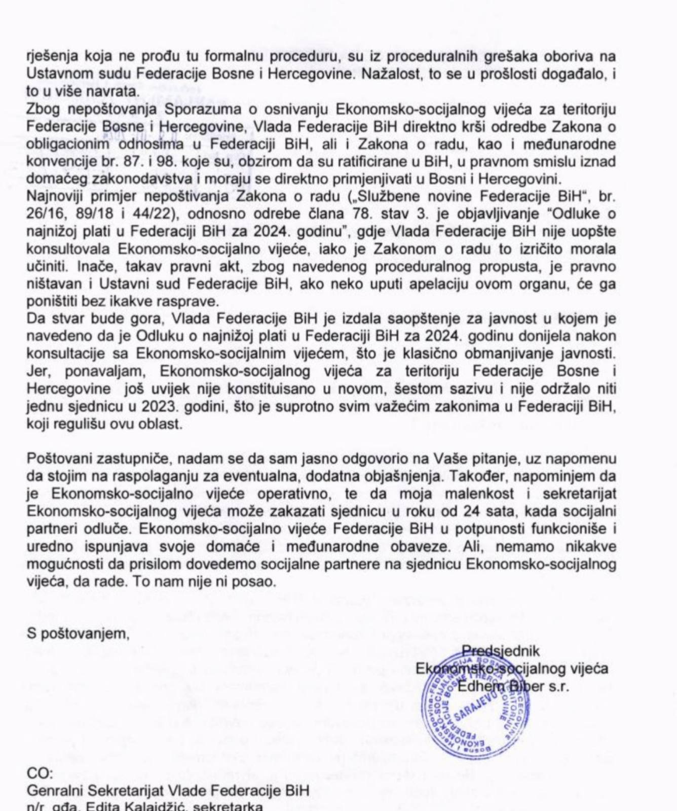 ADMIR ČAVALIĆ ZA 'SB' NAKON ŠTO JE DOBIO ODGOVOR EDHEMA BIBERA 'ESV